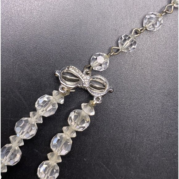 Marvella Clear Glass Bead Necklace Double Strand Faceted Beaded Collar Vintage - Picture 11 of 11
